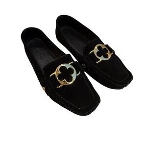 Louis Vuitton Suede Monte Carlo Loafers 34.5 Black